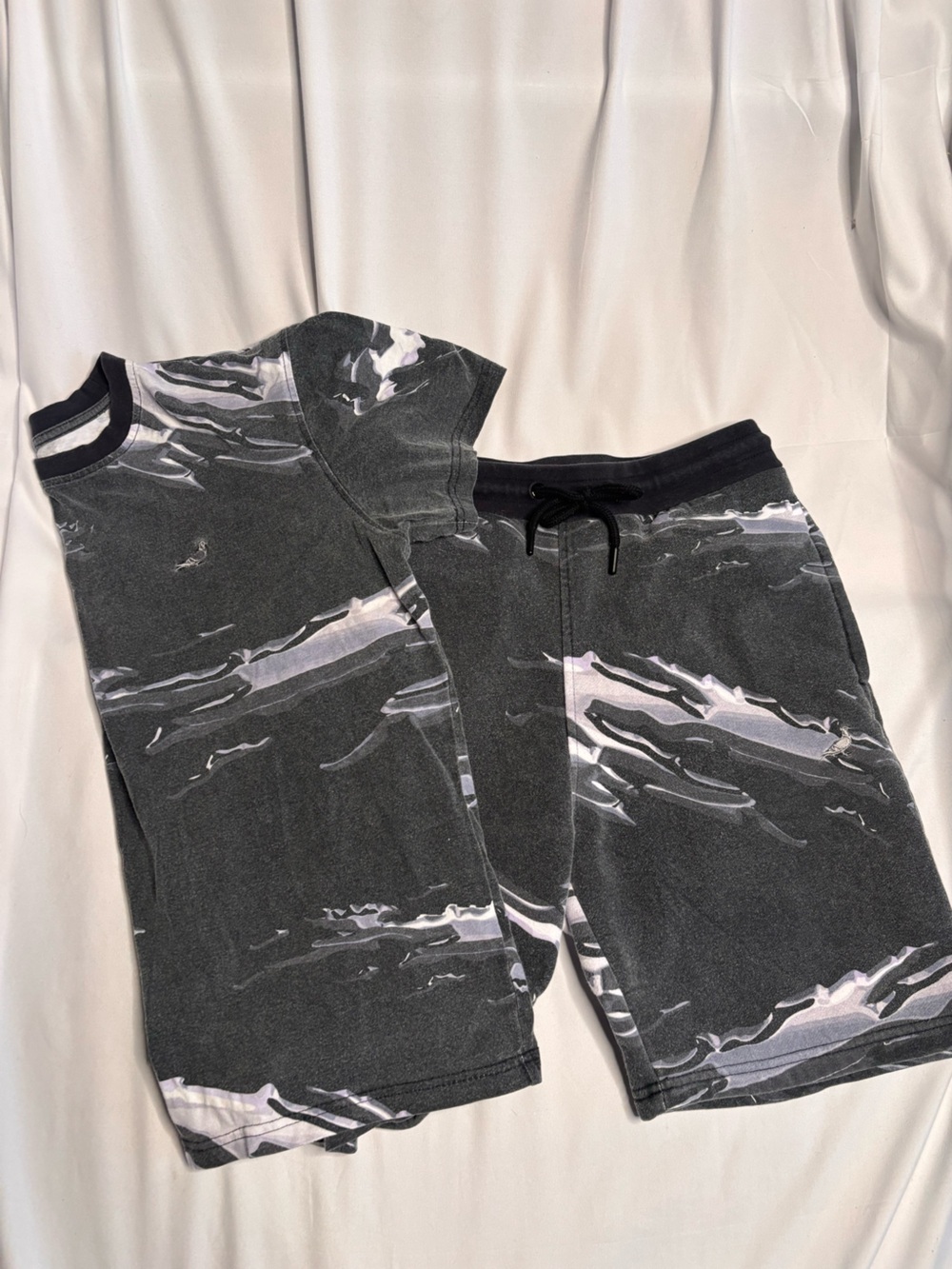 Staple Black & White Abstract shorts and t shirt set